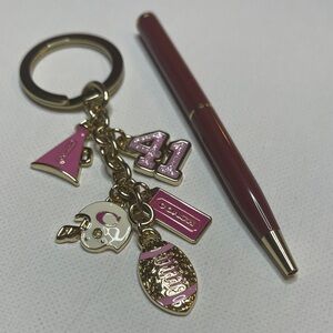 Coach **Rare** Pink and Gold Cheerleading /Football Keychain with Coach Pen